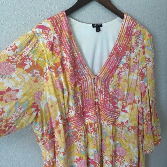 Torrid Peach Floral Gauze Hi-Lo Dress Size 3X (22-24) - Picture 10 of 13